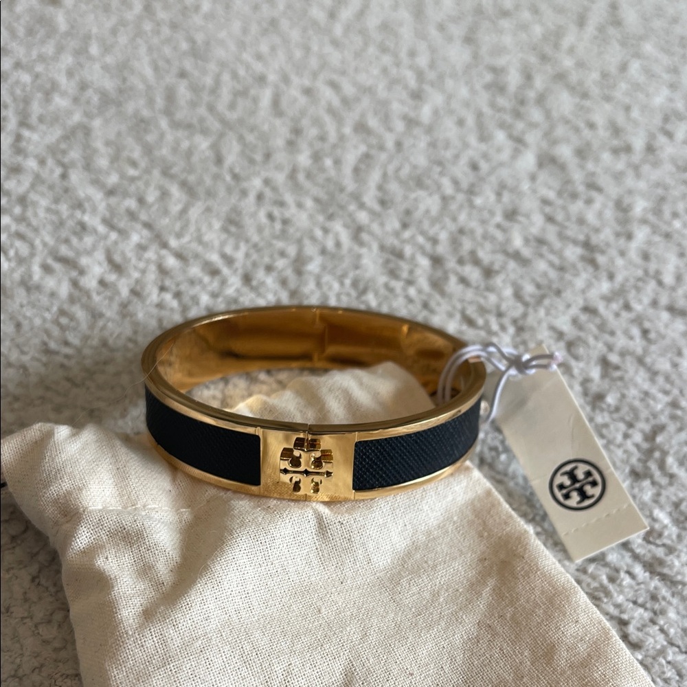 NWT Tory Burch Men's Gold and Black Cuff Bracelet